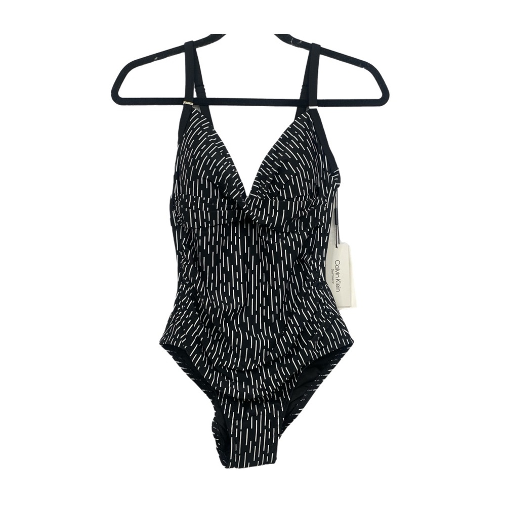 Calvin Klein Womens 1 pc Black & white SwimSuit Size 4 NWT